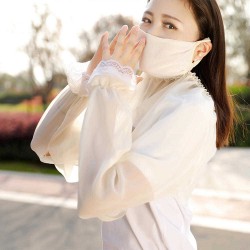 Women Summer Chiffon Breathable Dustproof Mask Driving Anti-UV Sunshade Sleeves to Cover Arms Glove