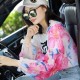 Women Summer Chiffon Print Driving Biking Sunscreen Long Glove Multifunction Sleeves to Cover Arm