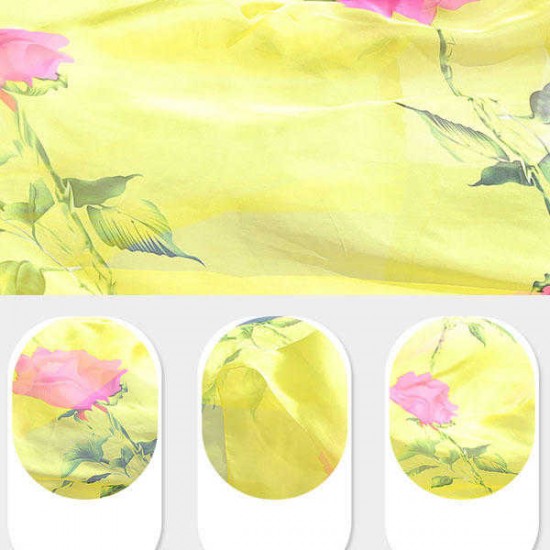 Women Summer Chiffon Rose Printed Beach Towels Thin Soft Shawl Scarf