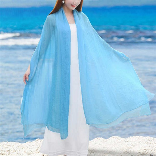 Women Summer Chiffon Scarf Solid Soft Long Scarves Shawls Sunscreen Beach Towel