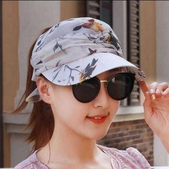 Women Summer Chiffon Sunscreen Ponytail Empty Top Baseball Cap Outdoor Casual Travel Anti-UV Hat