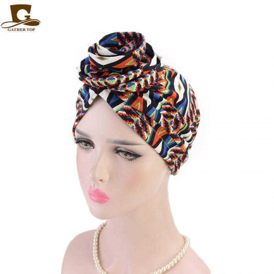 Women Summer Cotton Floral Chemo Turban Cap Bohemian Style Beanie Hat