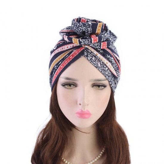 Women Summer Cotton Floral Chemo Turban Cap Bohemian Style Beanie Hat