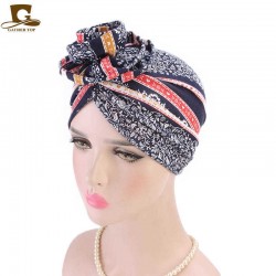 Women Summer Cotton Floral Chemo Turban Cap Bohemian Style Beanie Hat