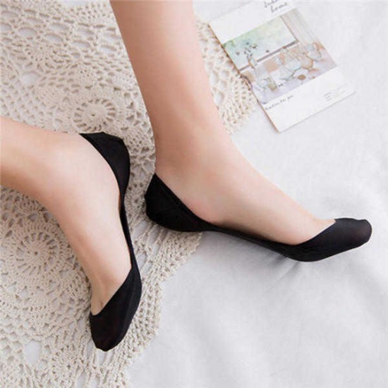 Women Summer Cotton Non-Slip Boat Socks Crystal Silk Breathable Socks