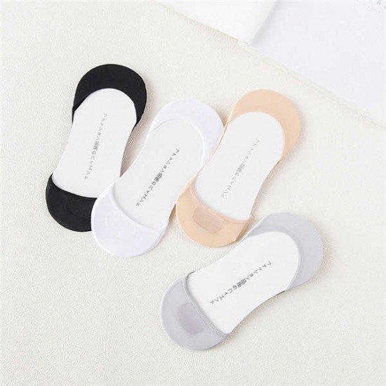 Women Summer Cotton Non-Slip Boat Socks Crystal Silk Breathable Socks