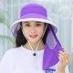 Women Summer Cotton Sunshade Sun Protection Bucket Cap with Face Mask Outdoor Collapsible Fisherman Hat