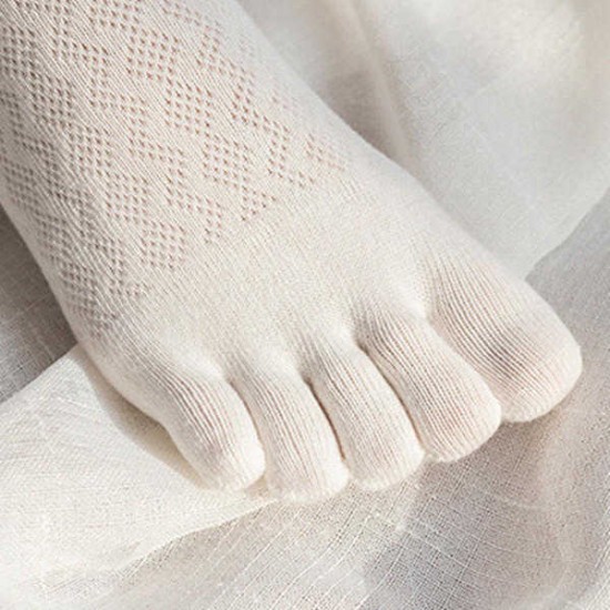 Women Summer Cotton Thin Five Toe Socks Mesh Soft Breathable Short Socks