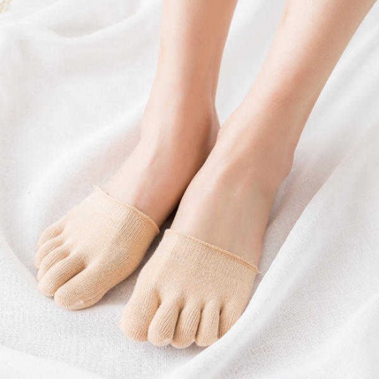 Women Summer Cotton Toe Socks Invisible Half Grip Heel Socks Breathable Sock