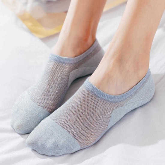 Women Summer Cotton Ultrathin Boat Socks Outdoor Mesh Breathable Non Slip Sock