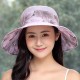 Women Summer Cotton Wide Brimmed Hat Packable Beach Bucket Hats Sunbonnet With Bowknot