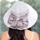 Women Summer Cotton Wide Brimmed Hat Packable Beach Bucket Hats Sunbonnet With Bowknot