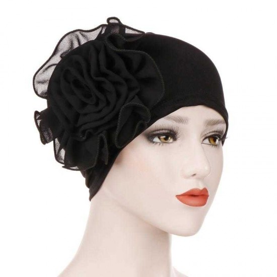 Women Summer Ethnic Style Flexible Breathable Turban Cap Vintage Floral Beanie Hat