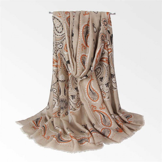 Women Summer Ethnic Style Floral Printing Scarf Outdoor Vintage Breathable Shawl