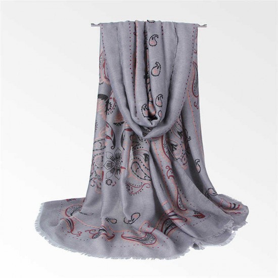 Women Summer Ethnic Style Floral Printing Scarf Outdoor Vintage Breathable Shawl