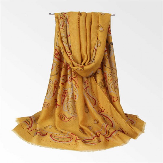 Women Summer Ethnic Style Floral Printing Scarf Outdoor Vintage Breathable Shawl