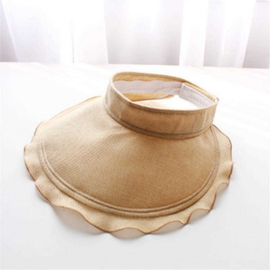 Women Summer Foldable Sun Visor Hat Outdoor Anti-UV Beach Travel Top Hat