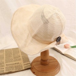 Women Summer Foldable Vacation Button Visor Hats Anti-UV Protective Straw Fishman Hat