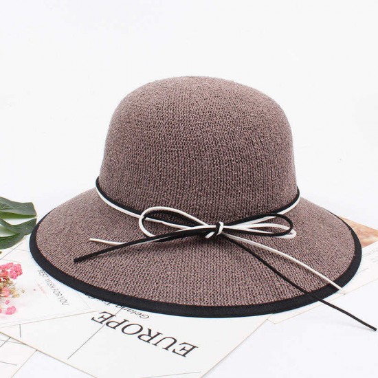 Women Summer Foldable Wide Brim Beach Sun Hat Breathable Sunscreen Bucket Hat