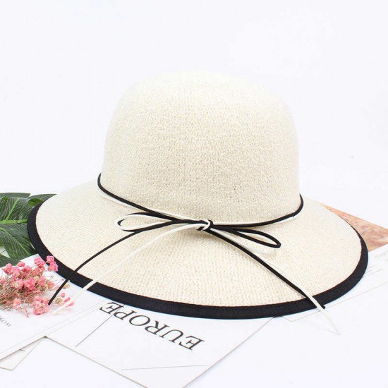 Women Summer Foldable Wide Brim Beach Sun Hat Breathable Sunscreen Bucket Hat