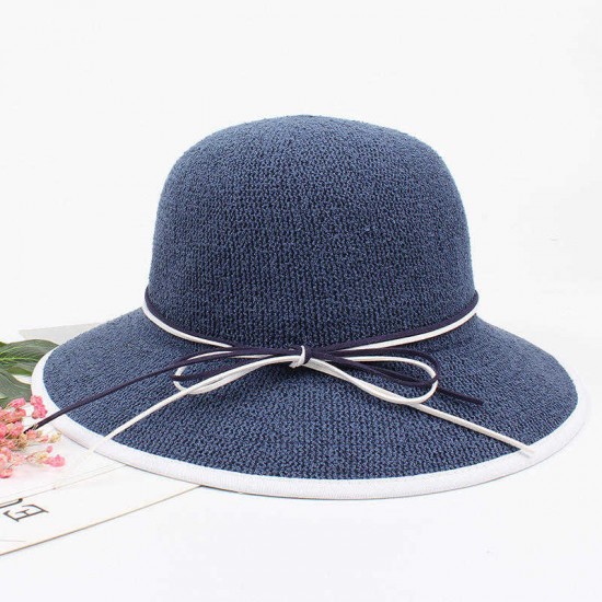 Women Summer Foldable Wide Brim Beach Sun Hat Breathable Sunscreen Bucket Hat