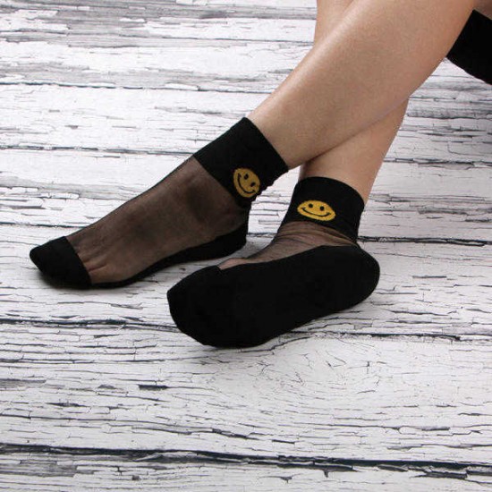 Women Summer Glass Silk Ankle Socks Harajuku Style Transparent Breathable Socks