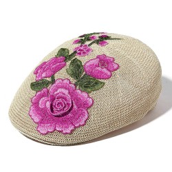 Women Summer Hollow Out Breathable Beret Hat Embroidered Gatsby Newsboy Hunting Caps