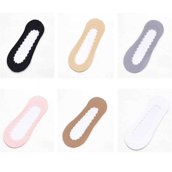 Women Summer Ice Silk Non-slip Seamless Boat Socks Breathable Thin Shallow Sock