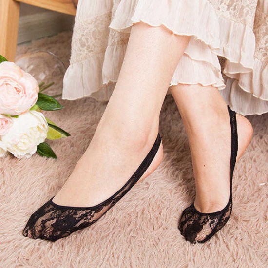 Women Summer Lace Half Cotton Bottom Wire Harness Stealth Socks Antiskid  Boat Socks Ankle Socks