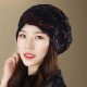 Women Summer Lace and Cotton Breathable Beanie Cap Vintage Earmuffs Flexible Turban Hat