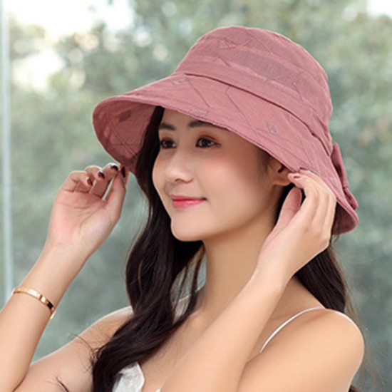 Women Summer Linen UV Visor Hats Foldable Breathable Sunscreen Fisherman Hat