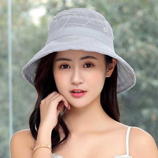 Women Summer Linen UV Visor Hats Foldable Breathable Sunscreen Fisherman Hat