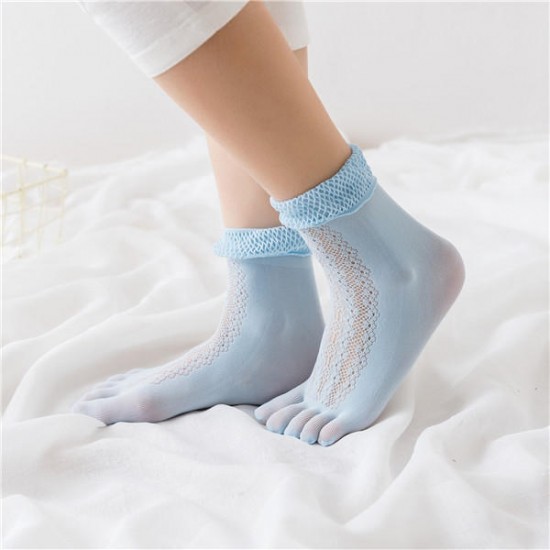 Women Summer Mesh Breathable Five Toe Socks Absorbent Sweat Short Socks