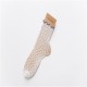 Women Summer Mesh Breathable Middle Tube Socks Ultra-thin Hollow Lace Socks