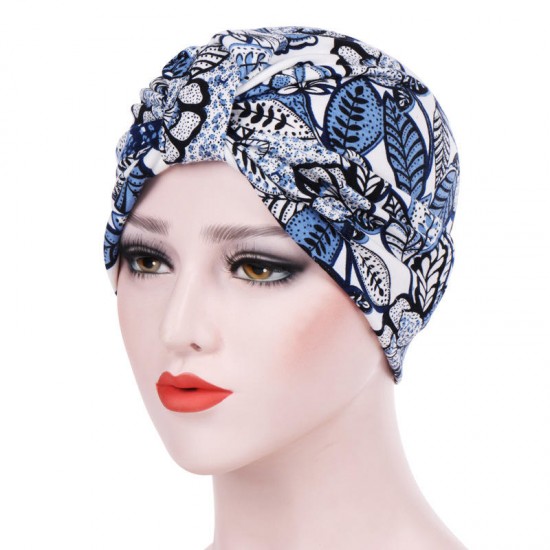 Women Summer Muslin Floral Beanie Hat Cotton Thin Comfortable Sunshade Hat