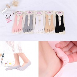 Women Summer Non-Slip Silicone Boat Socks Breathable Crystal Five Tube Socks