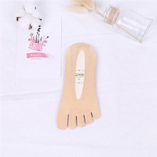 Women Summer Non-Slip Silicone Boat Socks Breathable Crystal Five Tube Socks