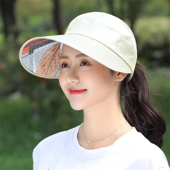 Women Summer Outdoor Anti-UV Sun Hat Foldable Breathable Travel Sunshade Empty Top Hat