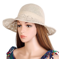 Women Summer Outdoor Big Brim UV Protection Sunscreen Fisherman Hat Breathable Straw Hat