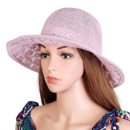 Women Summer Outdoor Big Brim UV Protection Sunscreen Fisherman Hat Breathable Straw Hat