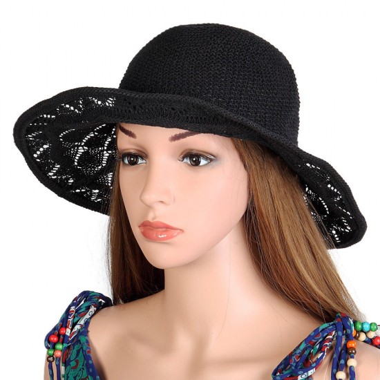 Women Summer Outdoor Big Brim UV Protection Sunscreen Fisherman Hat Breathable Straw Hat