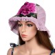 Women Summer Outdoor Breathable Embroidered Flower Wide Brim Hat Tassel Visor Hat