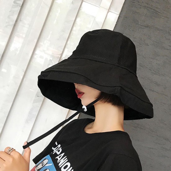 Women Summer Outdoor Breathable Mesh Wide Brim Bucket Hat Foldable UV Protection Visor Hat