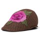 Women Summer Outdoor Embroidered Flowers Beret Hat Sunshade Riding Visor Cap