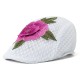 Women Summer Outdoor Embroidered Flowers Beret Hat Sunshade Riding Visor Cap