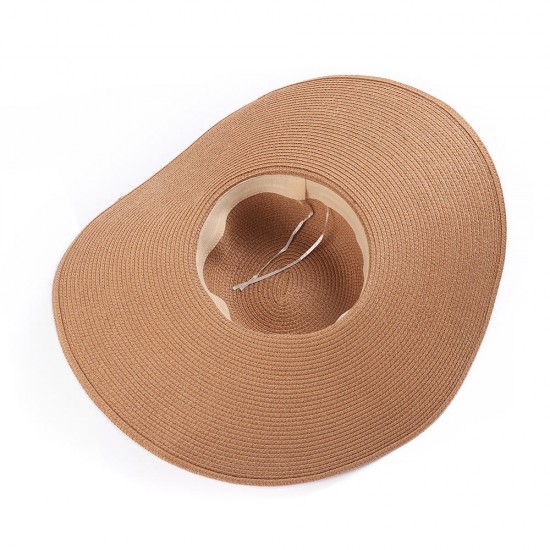 Women Summer Outdoor Embroidered Wide Brim Big Hats Travel Beach Sunshade Straw Hat