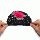 Women Summer Outdoor Embroidery Flower Mesh Hat Good Elasticity Sunshade Beanie Hat