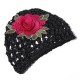 Women Summer Outdoor Embroidery Flower Mesh Hat Good Elasticity Sunshade Beanie Hat