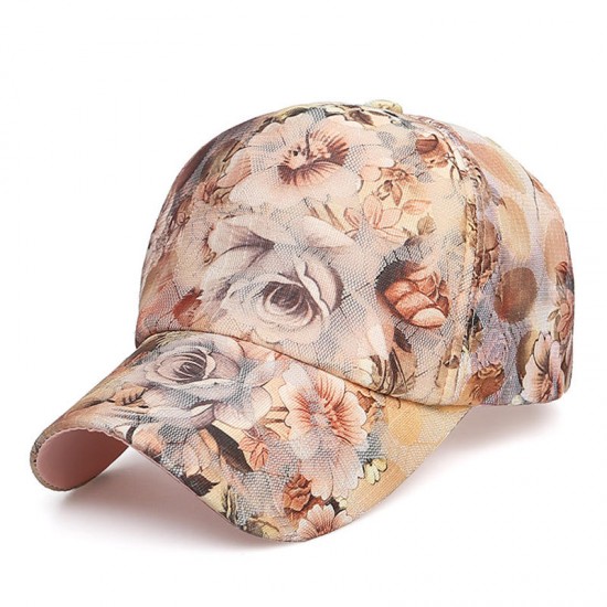 Women Summer Outdoor Lace Fashion Baseball Cap Flower Cloth Breathable Sunshade Hat