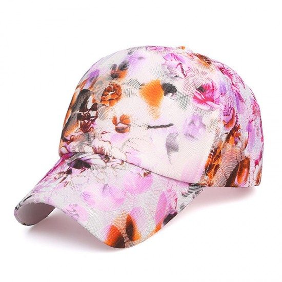 Women Summer Outdoor Lace Fashion Baseball Cap Flower Cloth Breathable Sunshade Hat